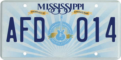 MS license plate AFD014