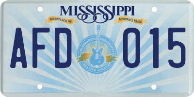 MS license plate AFD015