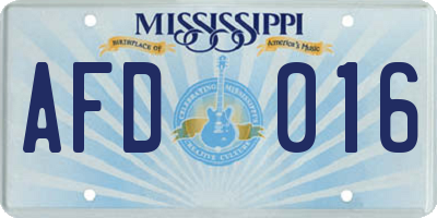 MS license plate AFD016