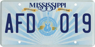 MS license plate AFD019