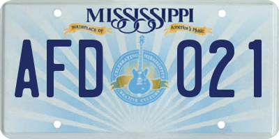 MS license plate AFD021