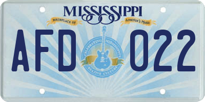 MS license plate AFD022