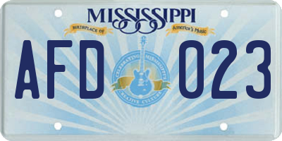 MS license plate AFD023