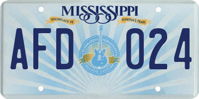 MS license plate AFD024