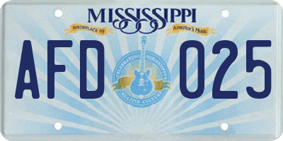 MS license plate AFD025