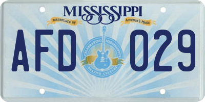 MS license plate AFD029