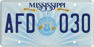 MS license plate AFD030