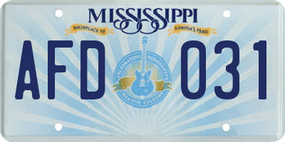MS license plate AFD031