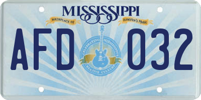 MS license plate AFD032