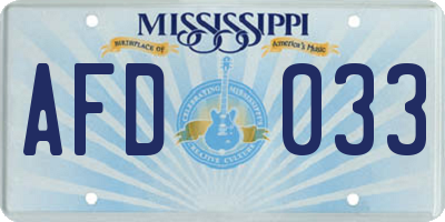 MS license plate AFD033