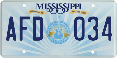 MS license plate AFD034