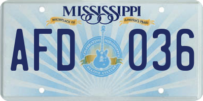 MS license plate AFD036