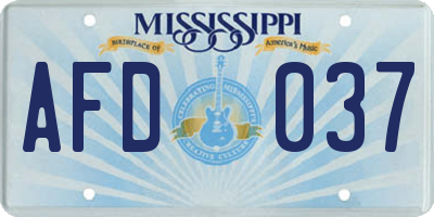 MS license plate AFD037