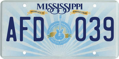 MS license plate AFD039