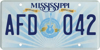 MS license plate AFD042