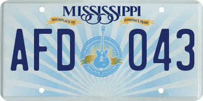 MS license plate AFD043