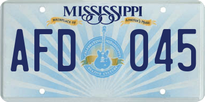 MS license plate AFD045