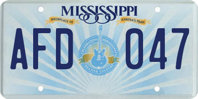 MS license plate AFD047
