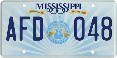 MS license plate AFD048