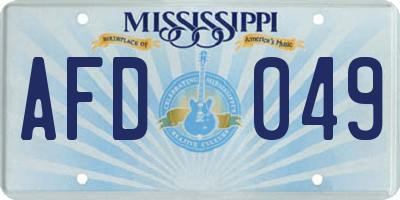 MS license plate AFD049