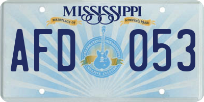 MS license plate AFD053