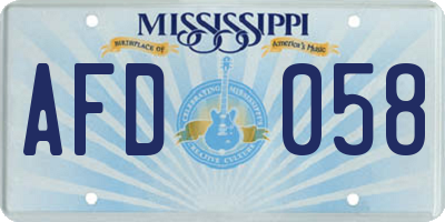 MS license plate AFD058