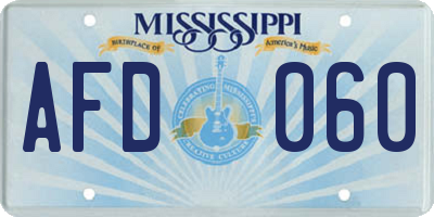 MS license plate AFD060