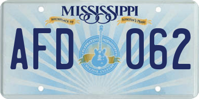 MS license plate AFD062