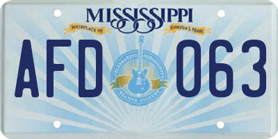 MS license plate AFD063