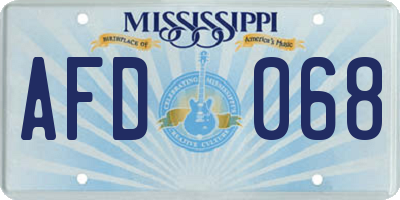 MS license plate AFD068