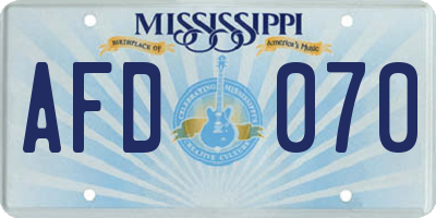 MS license plate AFD070