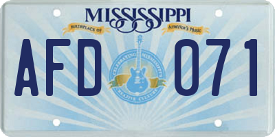 MS license plate AFD071