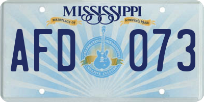 MS license plate AFD073
