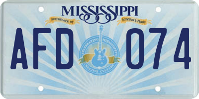 MS license plate AFD074