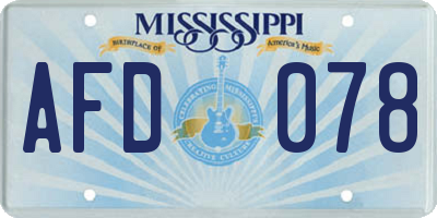 MS license plate AFD078