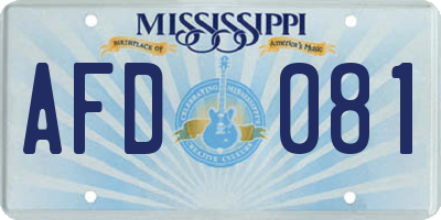 MS license plate AFD081