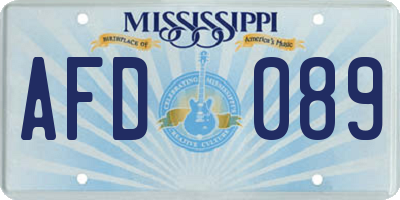 MS license plate AFD089