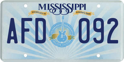MS license plate AFD092