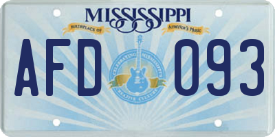 MS license plate AFD093