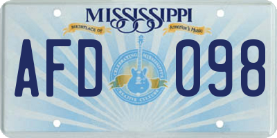 MS license plate AFD098