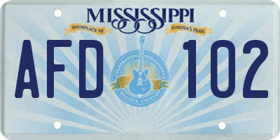 MS license plate AFD102