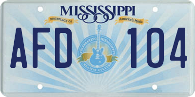 MS license plate AFD104