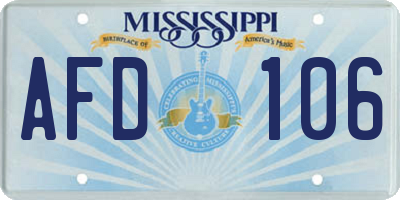 MS license plate AFD106