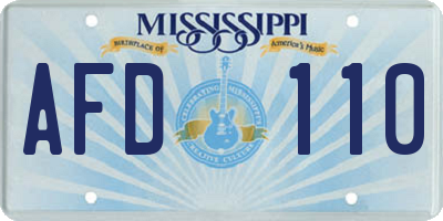 MS license plate AFD110