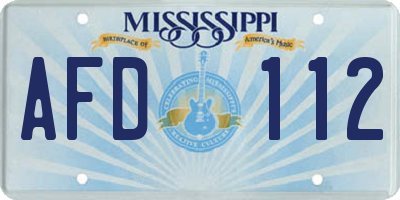 MS license plate AFD112