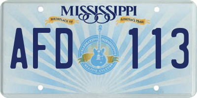 MS license plate AFD113