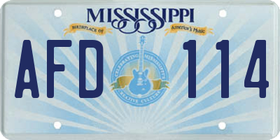 MS license plate AFD114