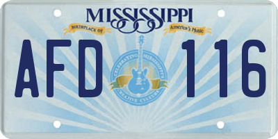 MS license plate AFD116