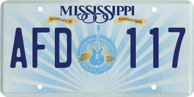 MS license plate AFD117