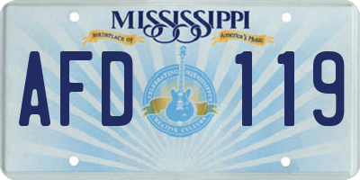 MS license plate AFD119